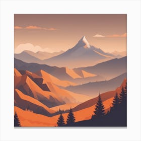 Misty mountains background in orange tone 96 Canvas Print