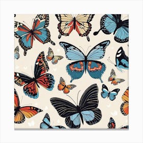 Butterflies On A White Background Canvas Print