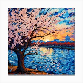 Cherry Blossoms At Sunset Canvas Print