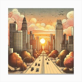 Sunset Cityscape Canvas Print