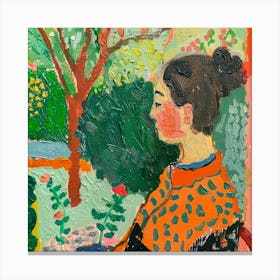 Woman In A Garden Canvas Print