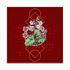 Vintage The Chinese Primrose Botanical with Geometric Line Motif and Dot Pattern n.0263 Canvas Print