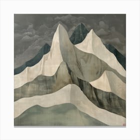 Japanese Watercolour Of Mount Hakuba 3 Canvas Print