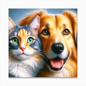 Portrait Of A Dog And Cat Canvas Print