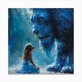 Lion And The Little Girl Canvas Print