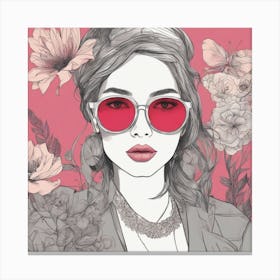 Beguiling Watercolor Painting, Watercolor Texture, A Flowers Wearing Sunglasses And A T Shirt, In Th Canvas Print