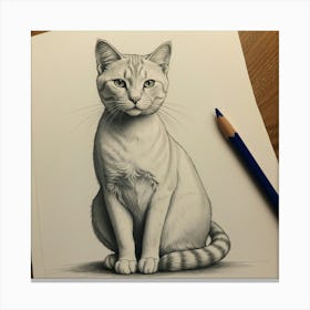 Cat Drawing Canvas Print