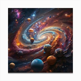 Solar System In Space paintings art print Canvas Print