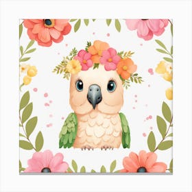 Floral Baby Parrot Nursery Illustration (28) Canvas Print