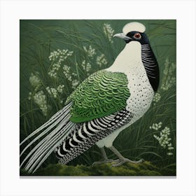 Ohara Koson Inspired Bird Painting Pheasant 8 Square Canvas Print