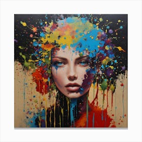 Woman With Paint Splatters Canvas Print