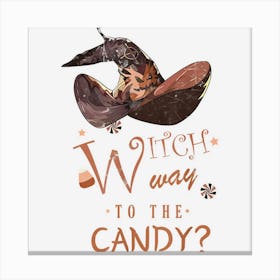 Witch Way To The Candy Funny Cute Halloween Vintage Canvas Print