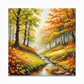 Forest In Autumn In Minimalist Style Square Composition 49 Canvas Print