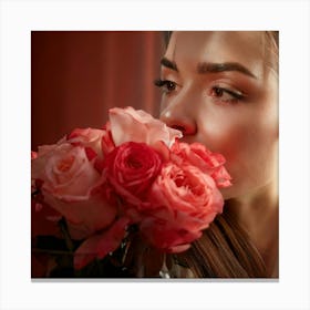 Firefly Brown, Eyes, Red, Lips, Rosé, Background, Glass, Lens, Full, Profile, Elegant, Beauty, Femin (5) Canvas Print