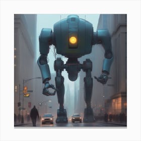 Robot On A City Street 5 Canvas Print