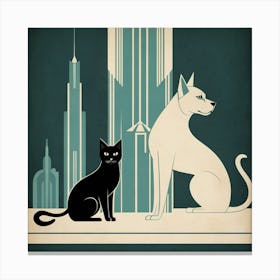 Cat And Cityscape Canvas Print