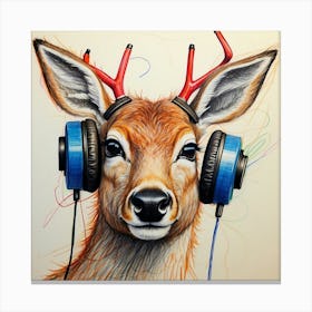 Deer With Headphones 17 Canvas Print