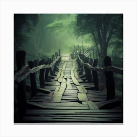 Wooden Bridge In The Forest Canvas Print