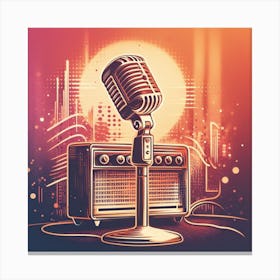 Microphone Retro Music Canvas Print