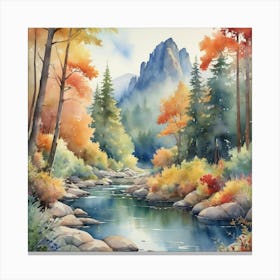 Yosemite River Painting Canvas Print