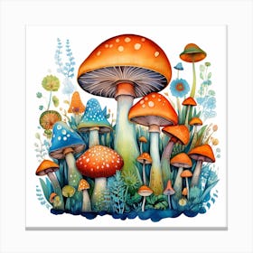 Mushrooms And Flowers 38 Canvas Print