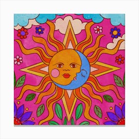 Sol Y Luna Square Canvas Print