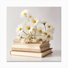 Daisies On Books 1 Canvas Print