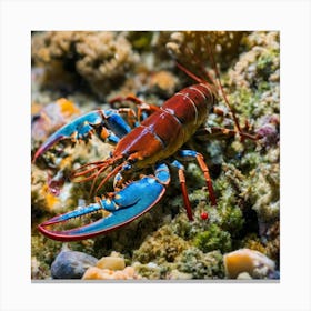 Lobster On Coral Reef Stock Photo Canvas Print