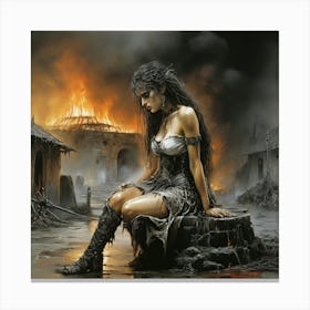 Default A Dramatic Oil Painting By Luis Royo At The Background Canvas Print
