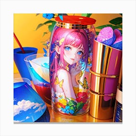 Anime Girl In A Bottle Canvas Print