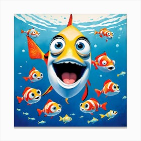Happy Clown Fish Artwork for Kids Canvas Print