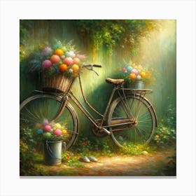 Flowers On A Bicycle Canvas Print