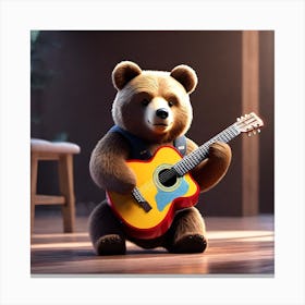 Teddy Bear Playing Guitar Canvas Print