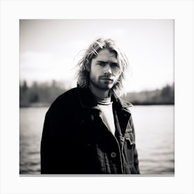 Black And White Photograph Of Kurt Cobain  Canvas Print
