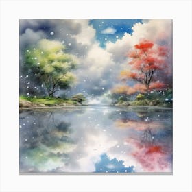 Trees In A Lake Canvas Print