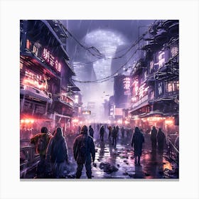 Night street scene. Canvas Print