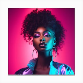 Artwork of Dazzling Confidence, A Neon Ode to Black Girl Magic Canvas Print