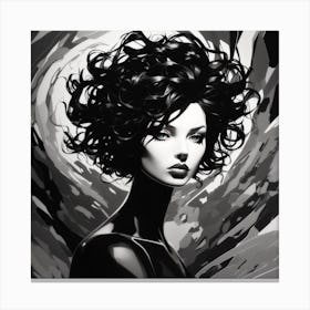 Woman In Black And White Canvas Print