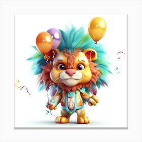 Lion With Balloons Canvas Print