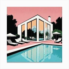 House With A Pool 3 Canvas Print