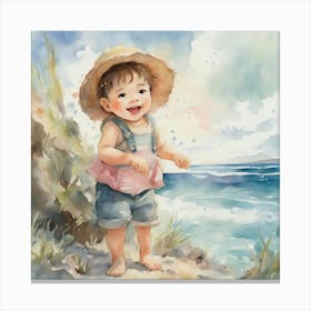 Little Girl At The Beach Canvas Print