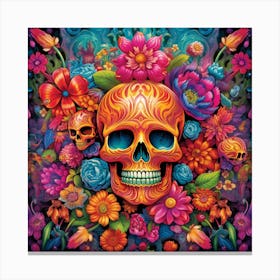 Day Of The Dead Skull 3 Canvas Print