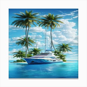 Yacht On The Island Canvas Print