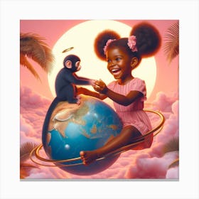 Monkey And A Girl Canvas Print