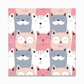 Cute Seamless Pattern With Cats Canvas Print