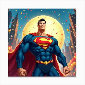 Flux Dev A Vibrant Illustration Of Superman Standing Heroicall 3 Canvas Print