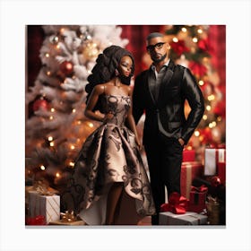 Black Couple Christmas Stylish Deep In Canvas Print