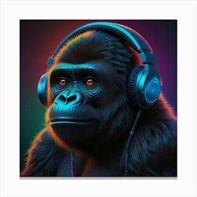 Gorilla With Headphones Canvas Print