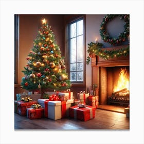 Christmas Tree In The Living Room 124 Canvas Print