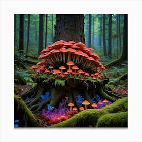 Mystic Fungi Festival Mushrooms In The Forest Canvas Print